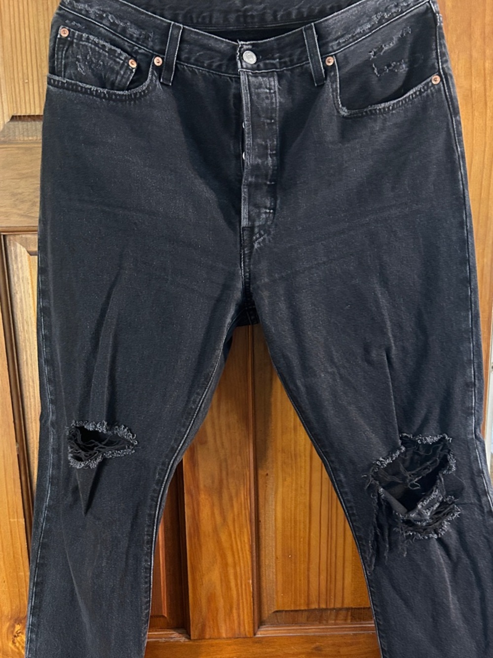 Levi's Black Straight Leg Women's Jeans with Knee Rips